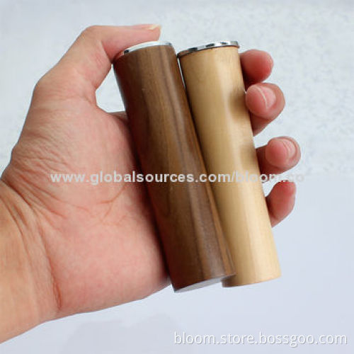 Eco-friendly Tube Power Banks, 2,200mAh, Material of Light/Red/Brown Wood